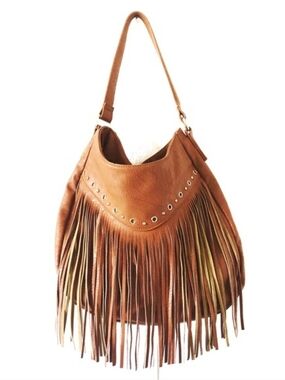 Fringed Hobo Shoulder Bag in Tan Look At All Photos